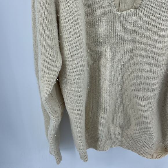 National Geographic 100% wool pullover knit 1/4 button up Cream Sweater sz XXL - Picture 3 of 6